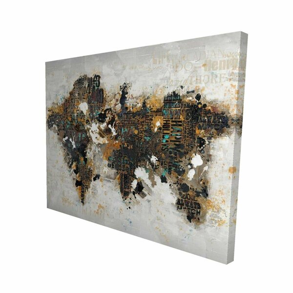 Begin Home Decor 16 x 20 in. Abstract World Map with Typography-Print on Canvas 2080-1620-CI146